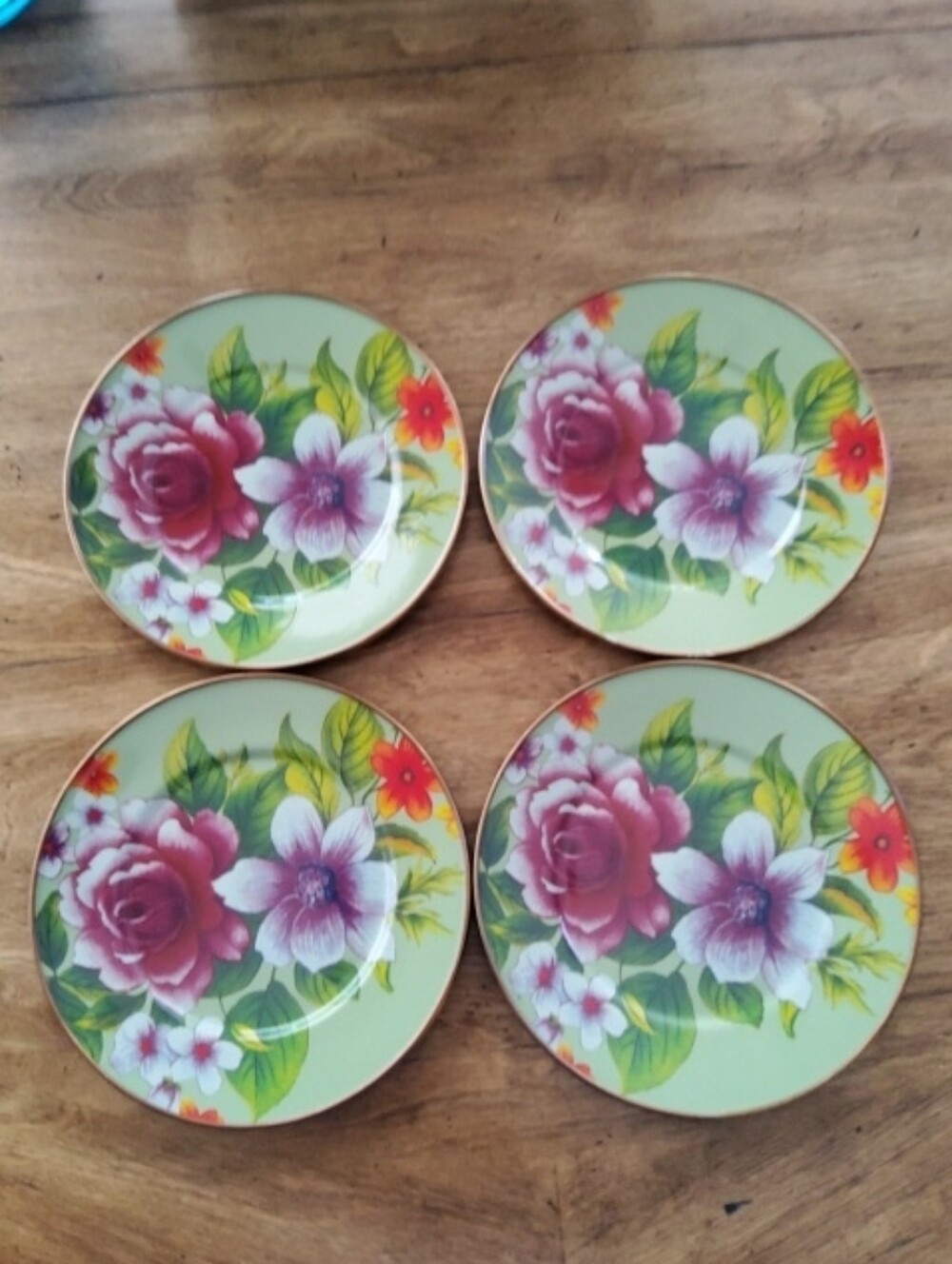 MacKenzie-Childs Green Flower Market Salad Plates - Set of 4